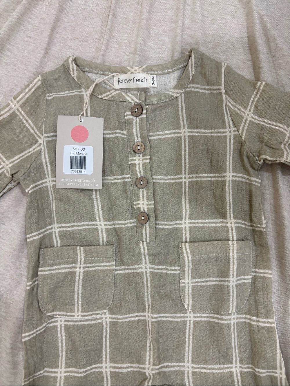 Forever French Kids Green Plaid One-Piece Romper